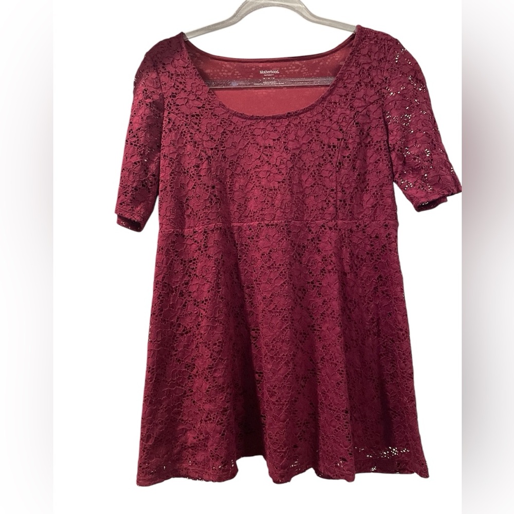 Motherhood Maternity Short Sleeve Burgundy Blouse Size Medium